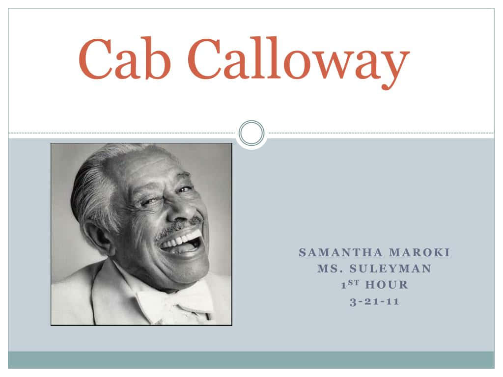  壁紙 — 一張快樂的黑白肖像，Cab Calloway 戴著領結，在淺灰色背景上燦爛微笑。