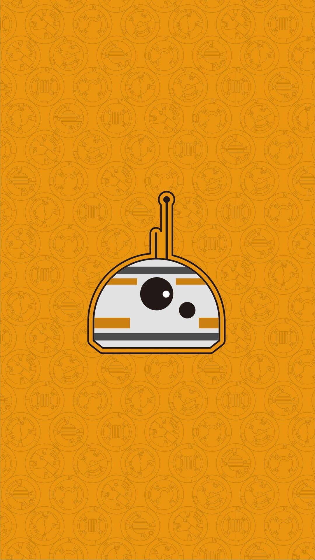 橙色圖案背景上的 BB-8 機械人插圖