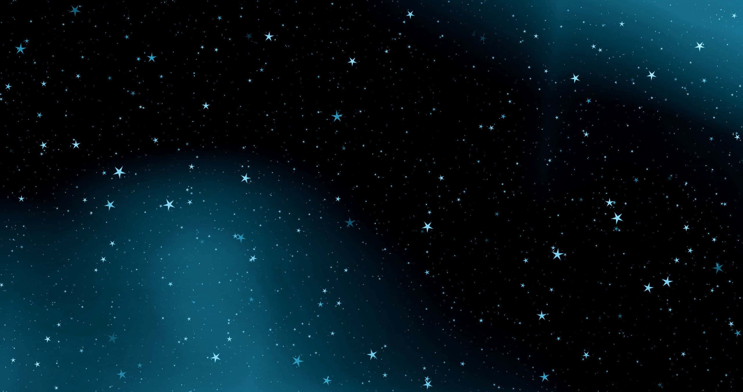 繁星點點的夜空，帶有發光的藍色星雲。