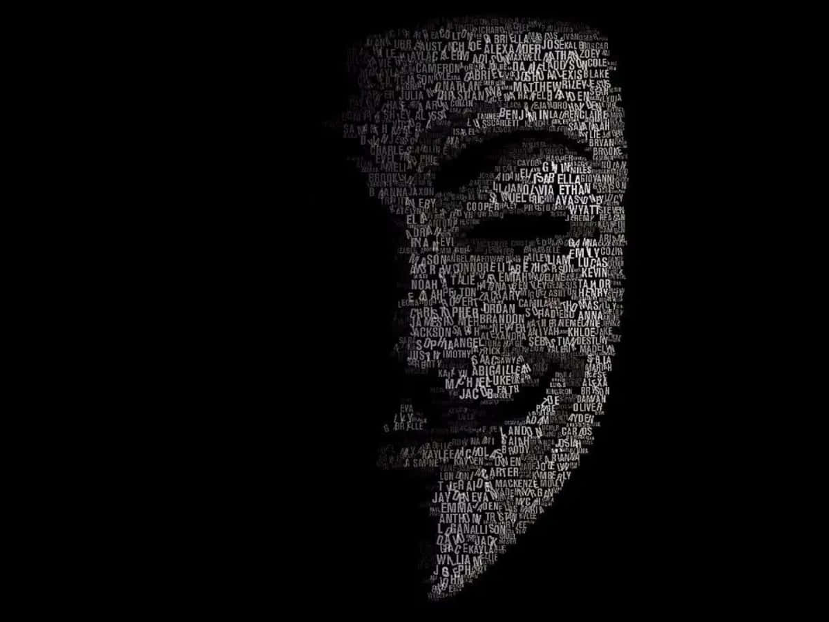 一個由白色名字在黑色背景上組成的頭部剪影。
