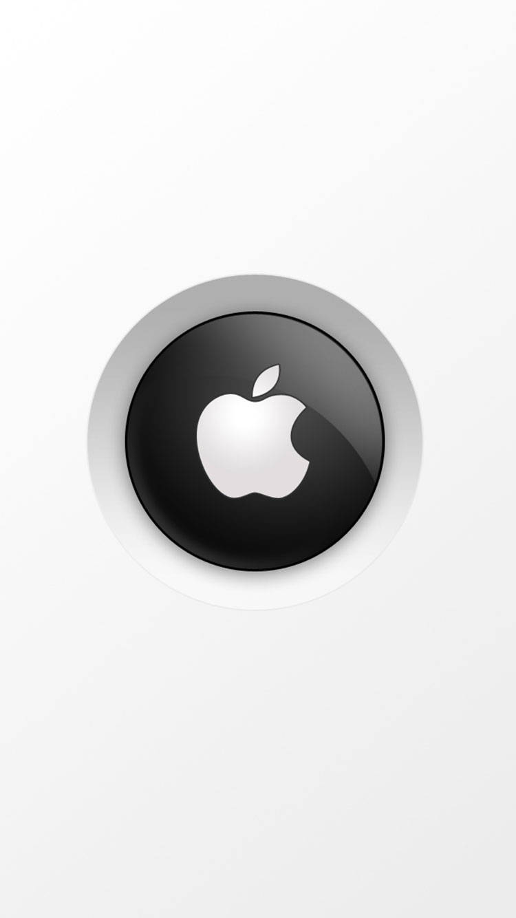 一個黑色圓形按鈕，帶有 Apple 標誌，位於白色背景上。