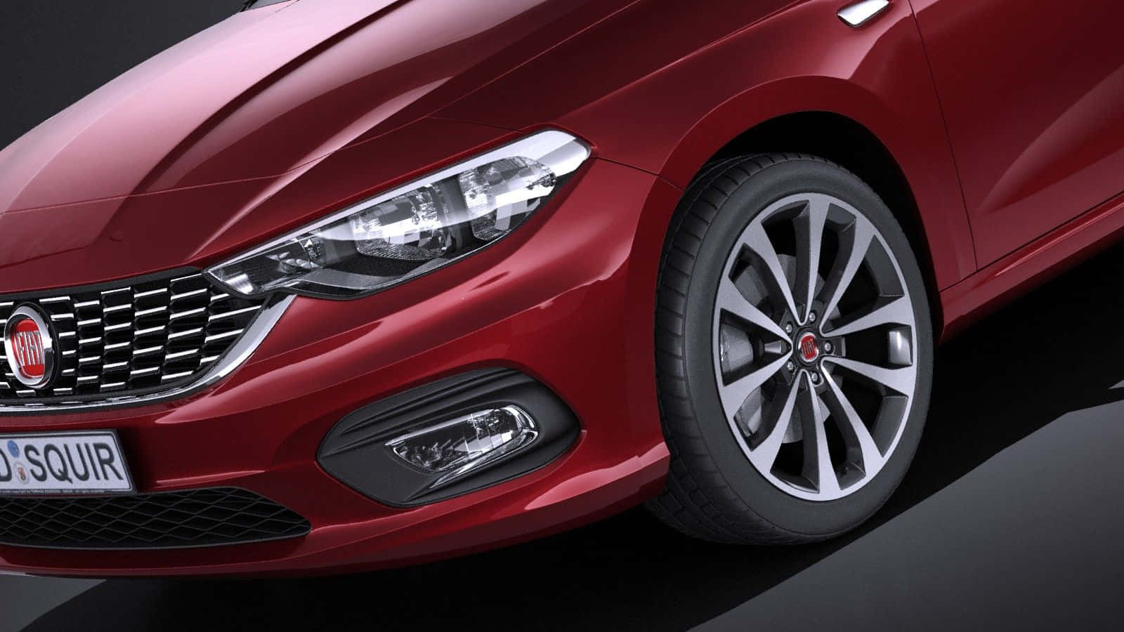 Fiat Tipo 桌布 壁紙 — 一輛時尚的紅色Fiat汽車，帶有鍍鉻飾邊和時尚合金輪圈，在工作室拍攝中展示。