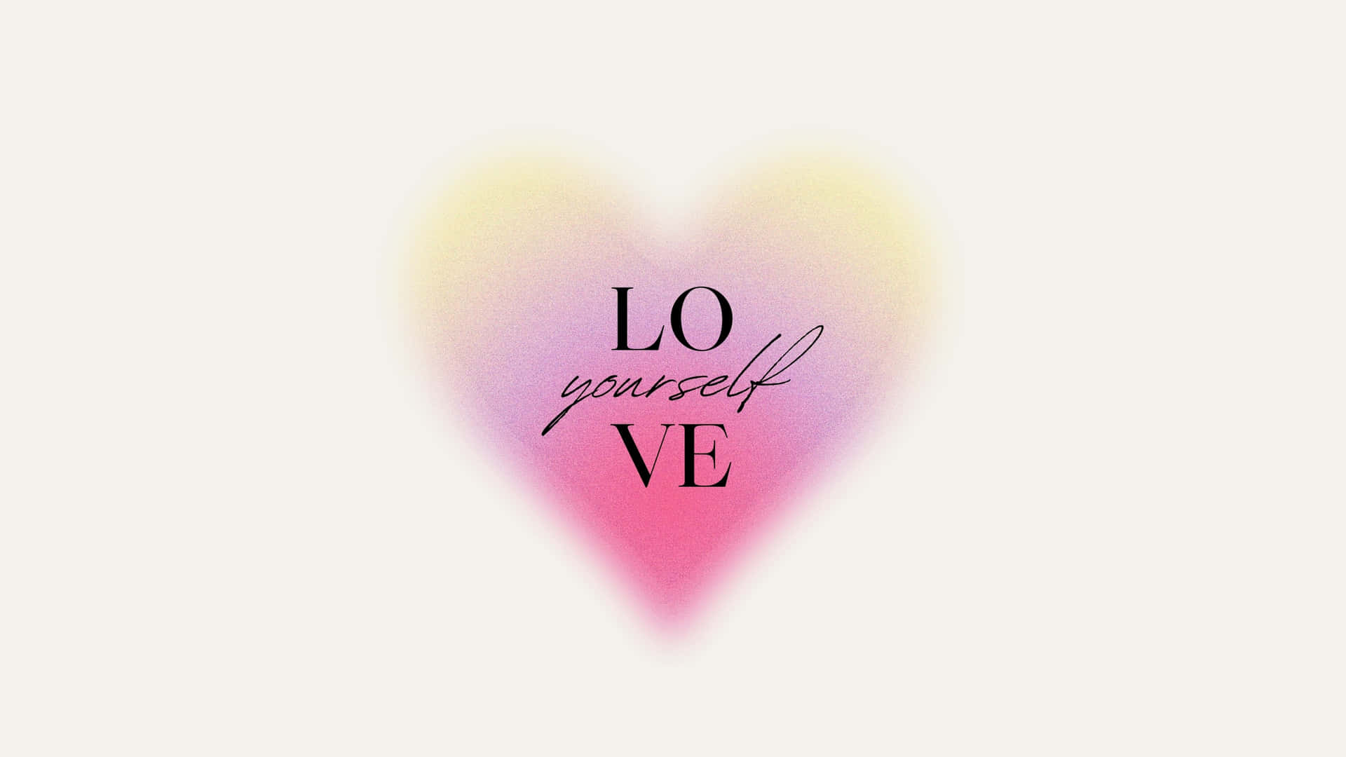 一個粉彩漸變心形，帶有優雅字體的「LOVE yourself」訊息。 — 粉紅色心形動圖 壁紙