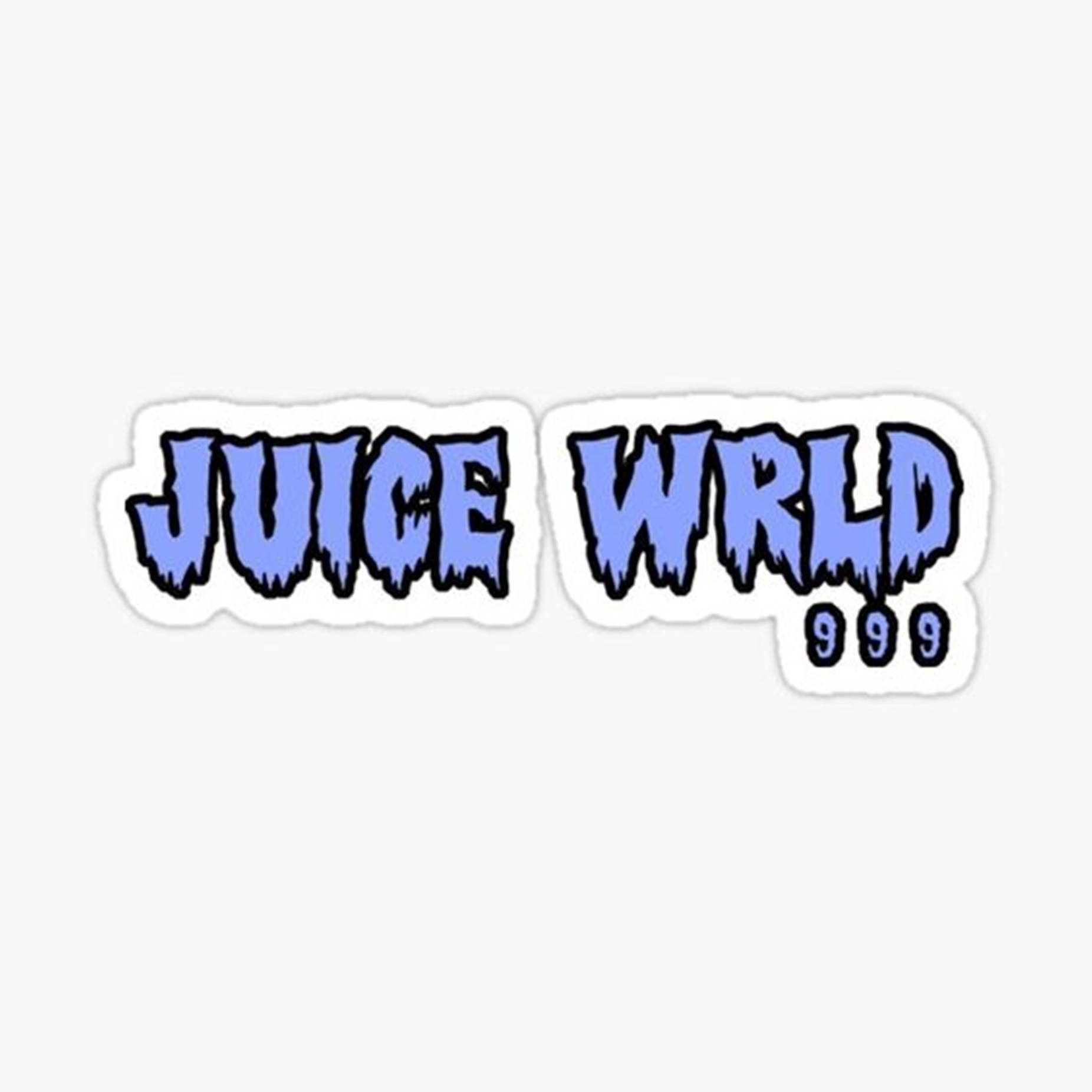 帶有鋸齒狀藍色字體 Juice WRLD 999 的貼紙。