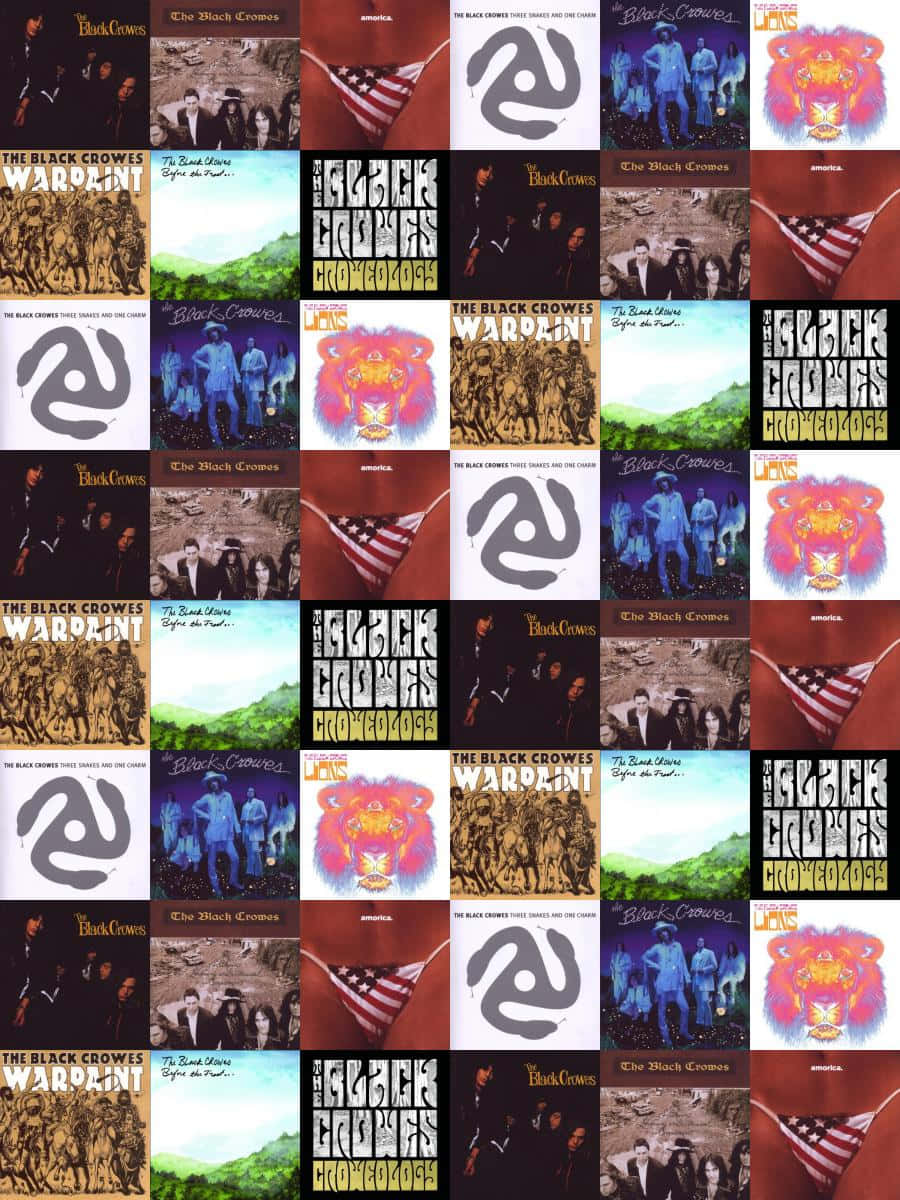 Black Crowes 桌布 壁紙 — The Black Crowes 專輯封面的鮮豔拼貼，以重複網格圖案排列。