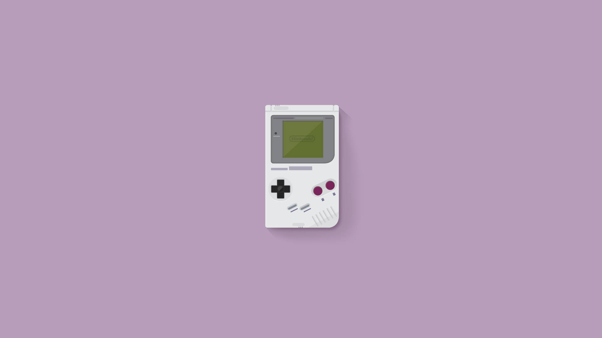 薰衣草背景上的白色Game Boy主機