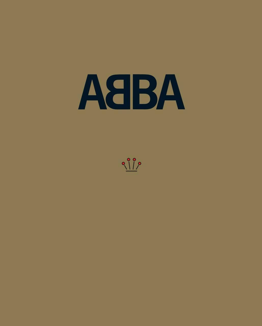 ABBA樂隊標誌帶皇冠在棕色背景上