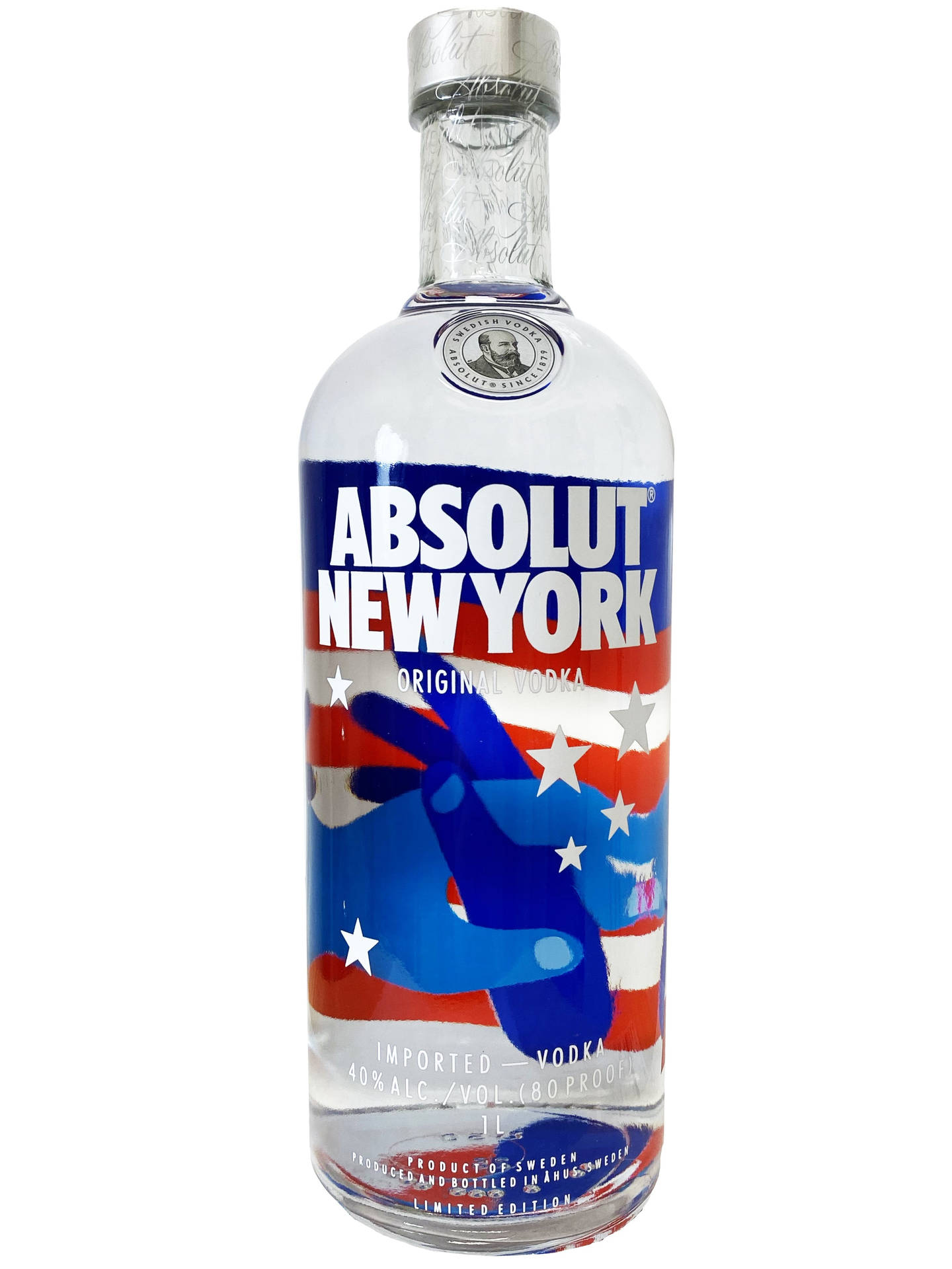 帶有愛國紅、白、藍設計的Absolut New York伏特加瓶