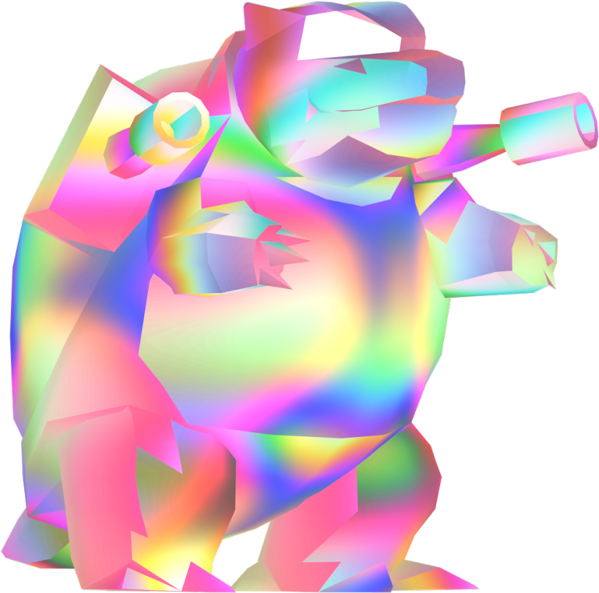 Abstract Multicolor Polygonal Figure 壁紙 — 一隻低多邊形熊，以鮮豔彩虹漸層渲染，邊緣發光，背景為黑色。