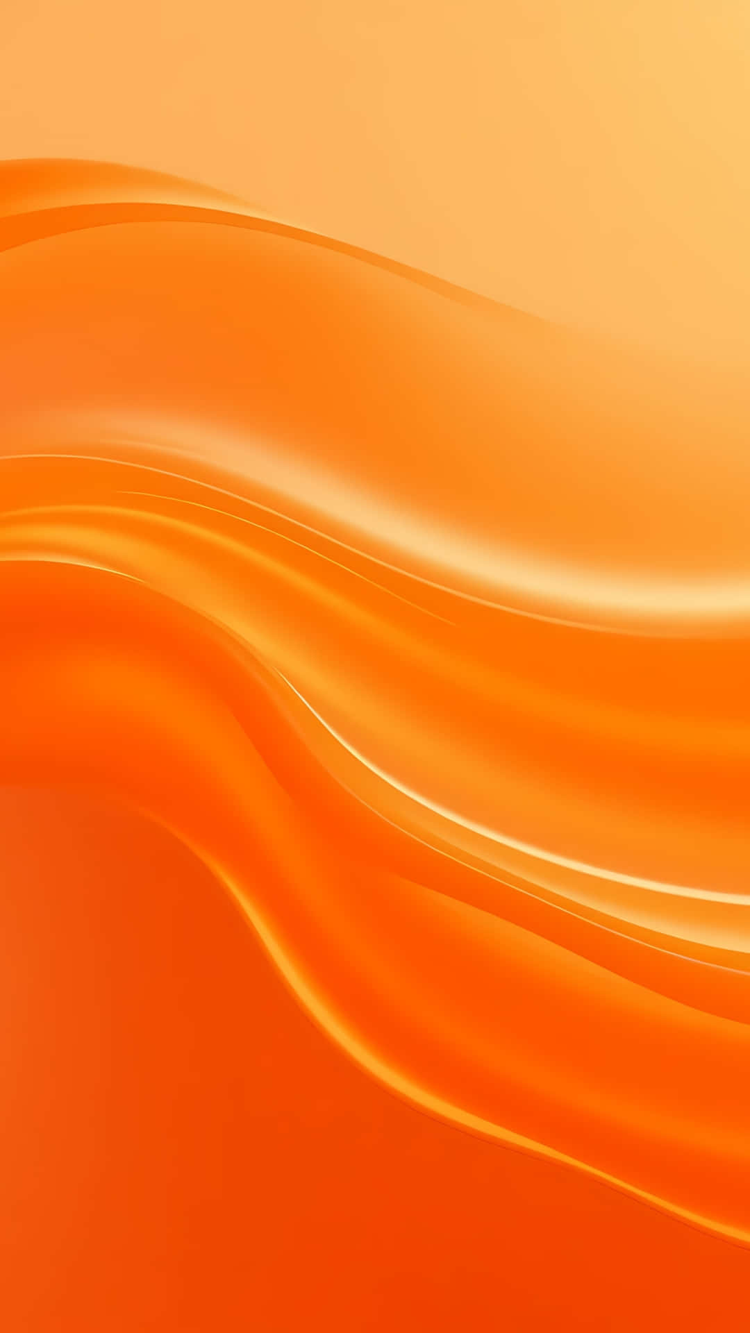 Abstract Orange Fluid Liquid Wave 壁紙 — 平滑流動的橙色波浪與漸變高光營造出動態的抽象背景。