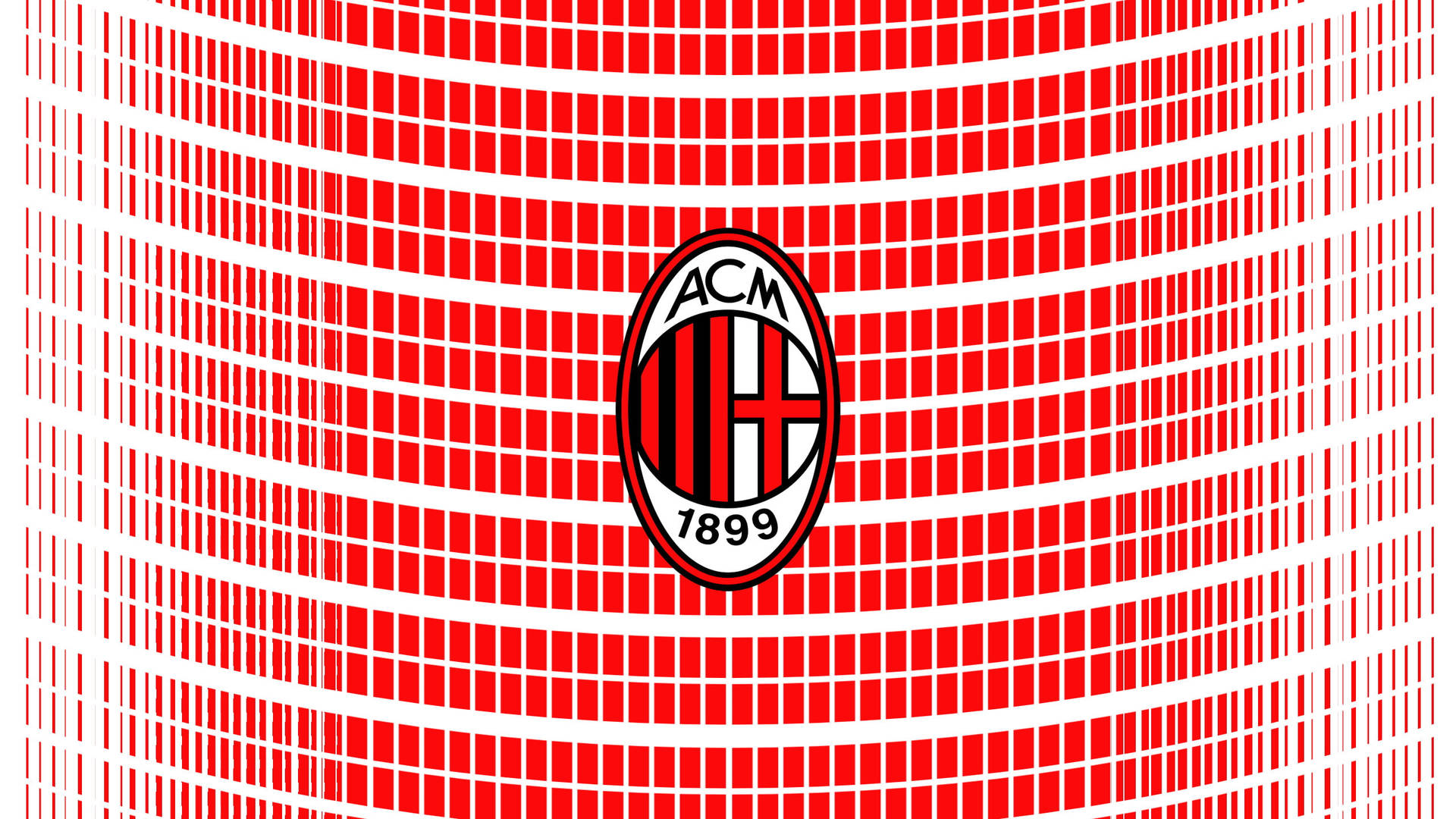 AC Milan 足球會標誌在紅白條紋背景上。