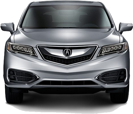 銀色Acura轎車正面視圖 壁紙 — 一輛時尚銀色Acura SUV的正面視圖，配備銳利頭燈和鍍鉻格柵，背景透明。