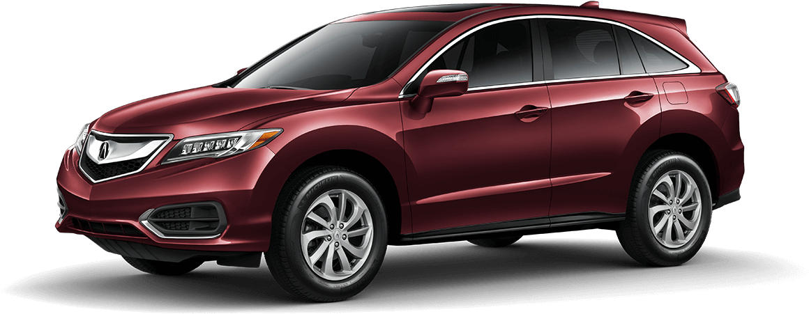 紅色Acura RDX SUV側面視圖 壁紙 — 一輛時尚的酒紅色Acura SUV在純黑色背景下的攝影棚燈光中展示。