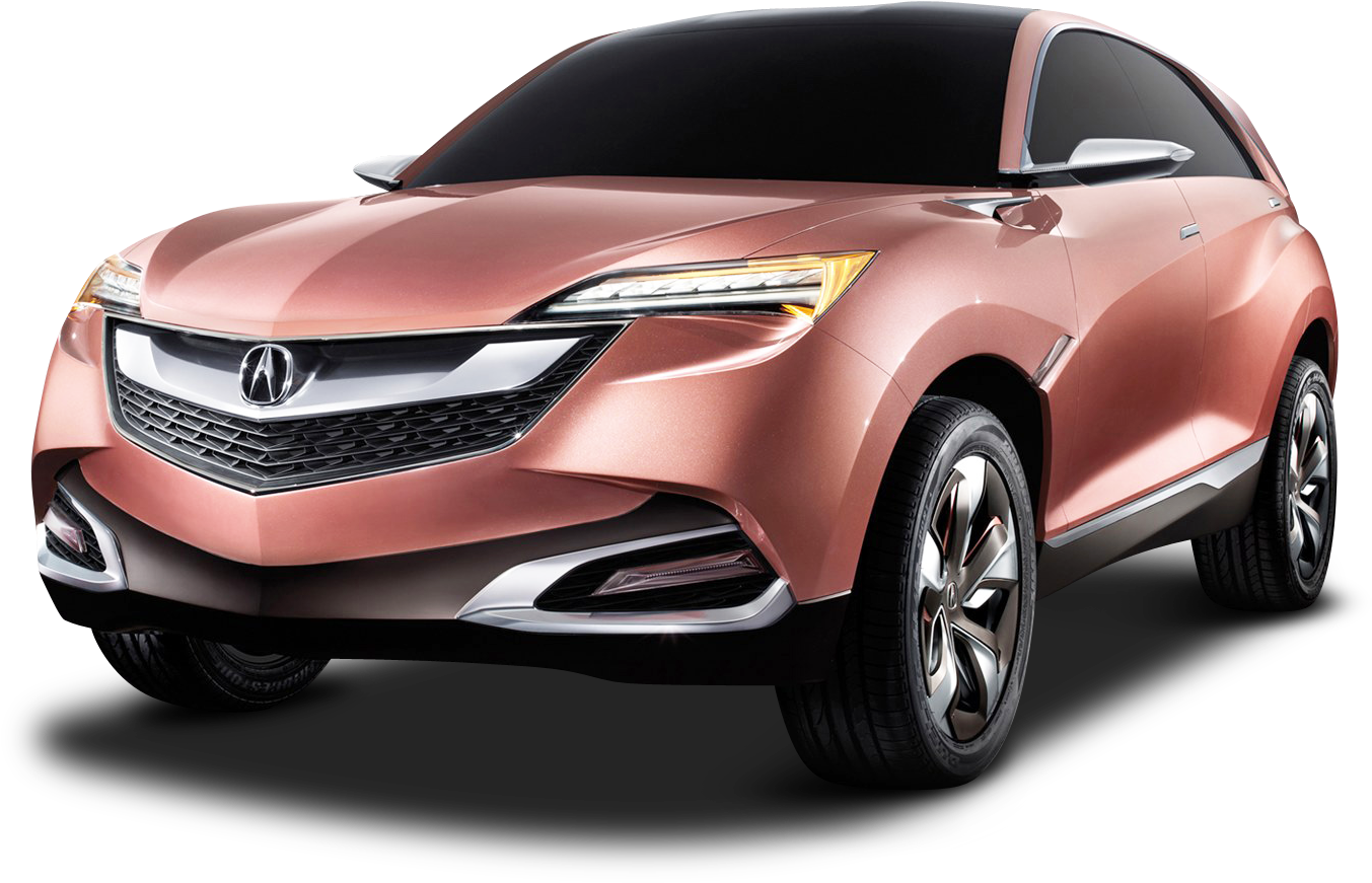 銅色Acura豪華跨界SUV 壁紙 — 一款時尚的玫瑰金概念SUV，線條銳利，車頭燈發光，在黑色背景下脫穎而出。
