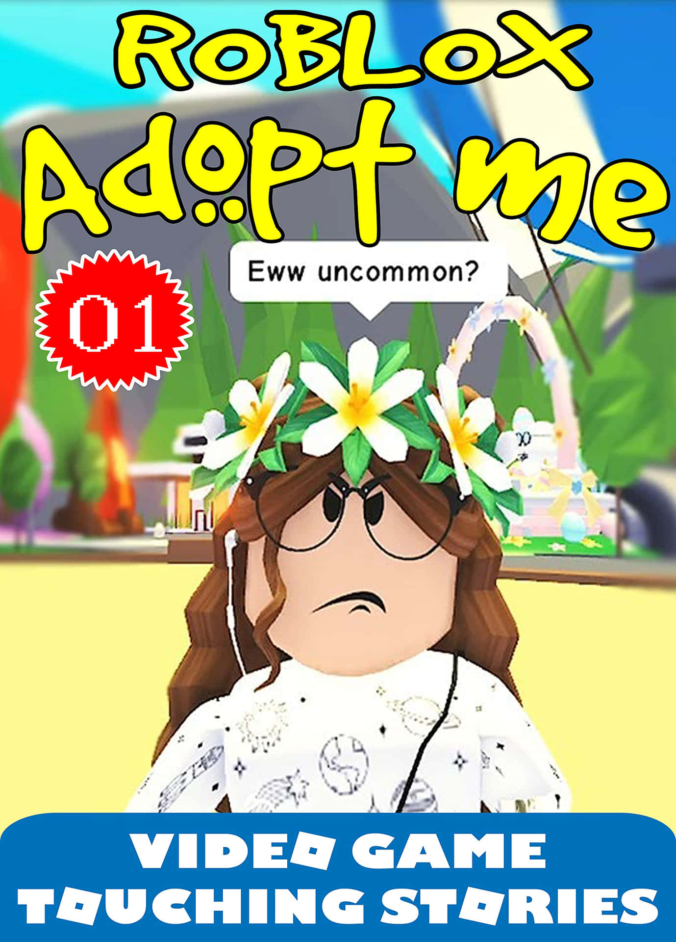 Roblox Adopt Me角色戴著花冠，表情惱火地拿著籃子。