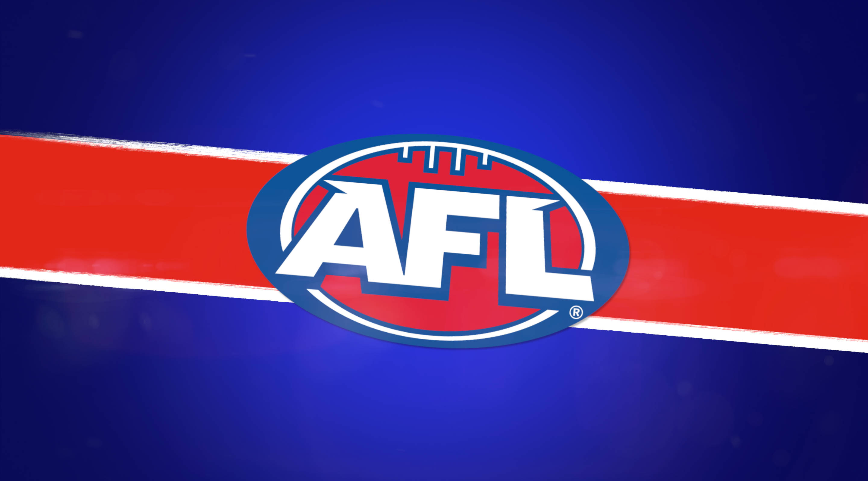 AFL 藍色背景藝術圖 壁紙 — 一個大膽的AFL標誌居中在帶有白色條紋的動態紅藍背景上。