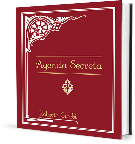 《Agenda Secreta》書籍封面 壁紙 — 一本豐富的紅色書，名為《Agenda Secreta》，作者是Roberto Giobbi，封面有華麗的白色和金色細節。