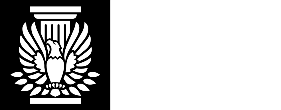 AIA Maine 標誌 壁紙 — 黑白標誌，柱頂有一隻帶翼的鷹，並有AIA Maine文字。