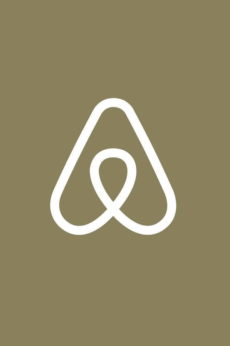 橄欖綠背景的Airbnb標誌 壁紙 — 一個簡約的白色Airbnb標誌，居中放在純橄欖綠背景上。