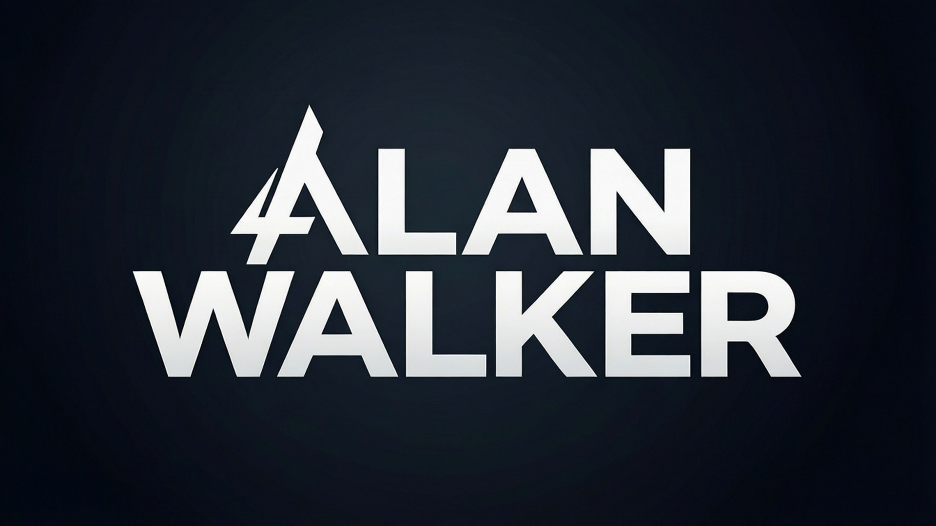 Alan Walker 桌布 壁紙 — 在深色漸變背景上，以粗體白色風格文字拼寫Alan Walker。