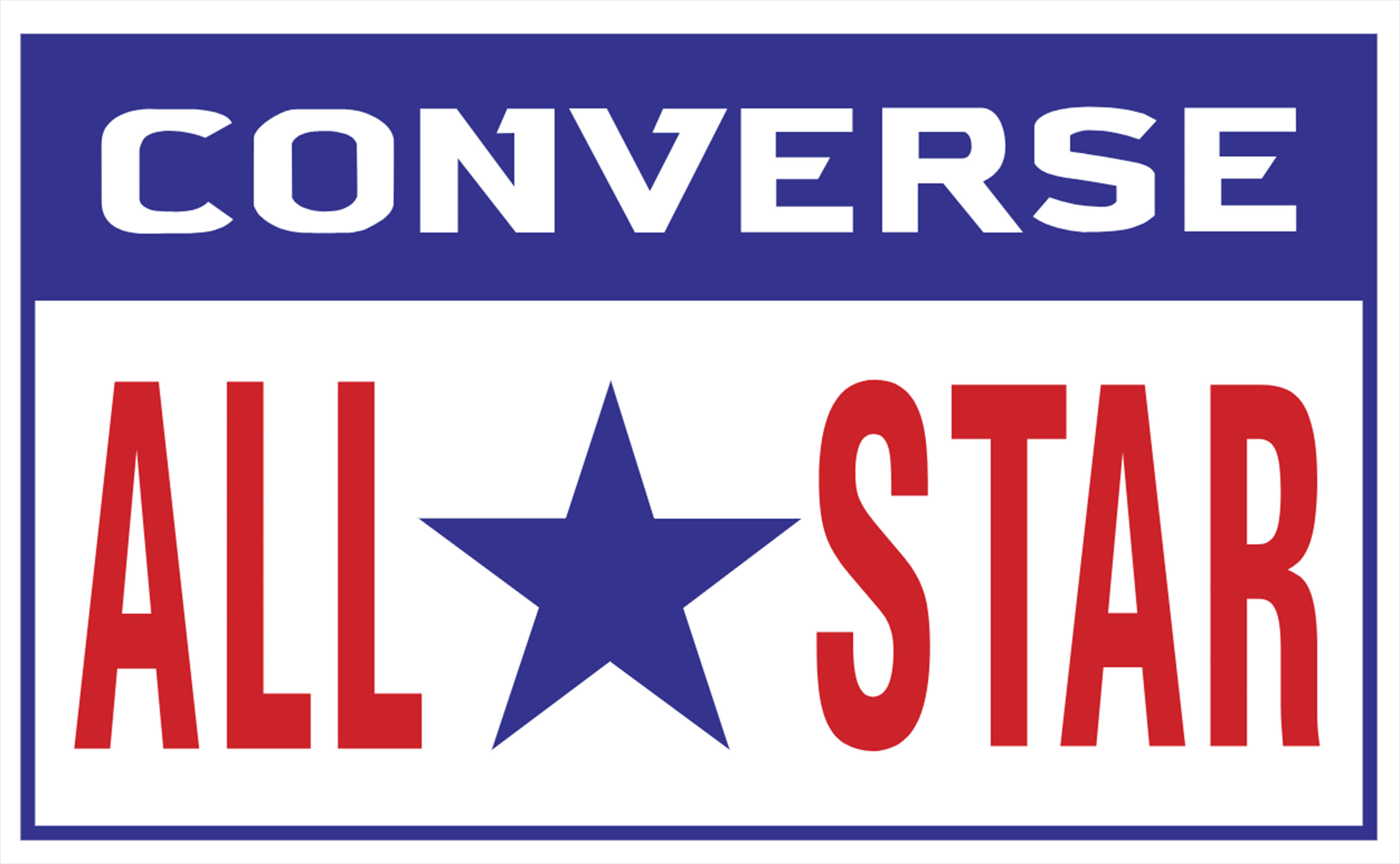 All-Star Converse 標誌 壁紙 — 經典 Converse All Star 標誌，採用大膽的紅、白、藍配色，單詞之間有一顆星星。