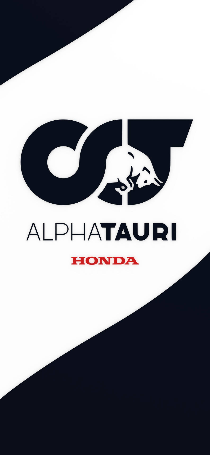 AlphaTauri Honda賽車隊標誌，黑白對角背景。