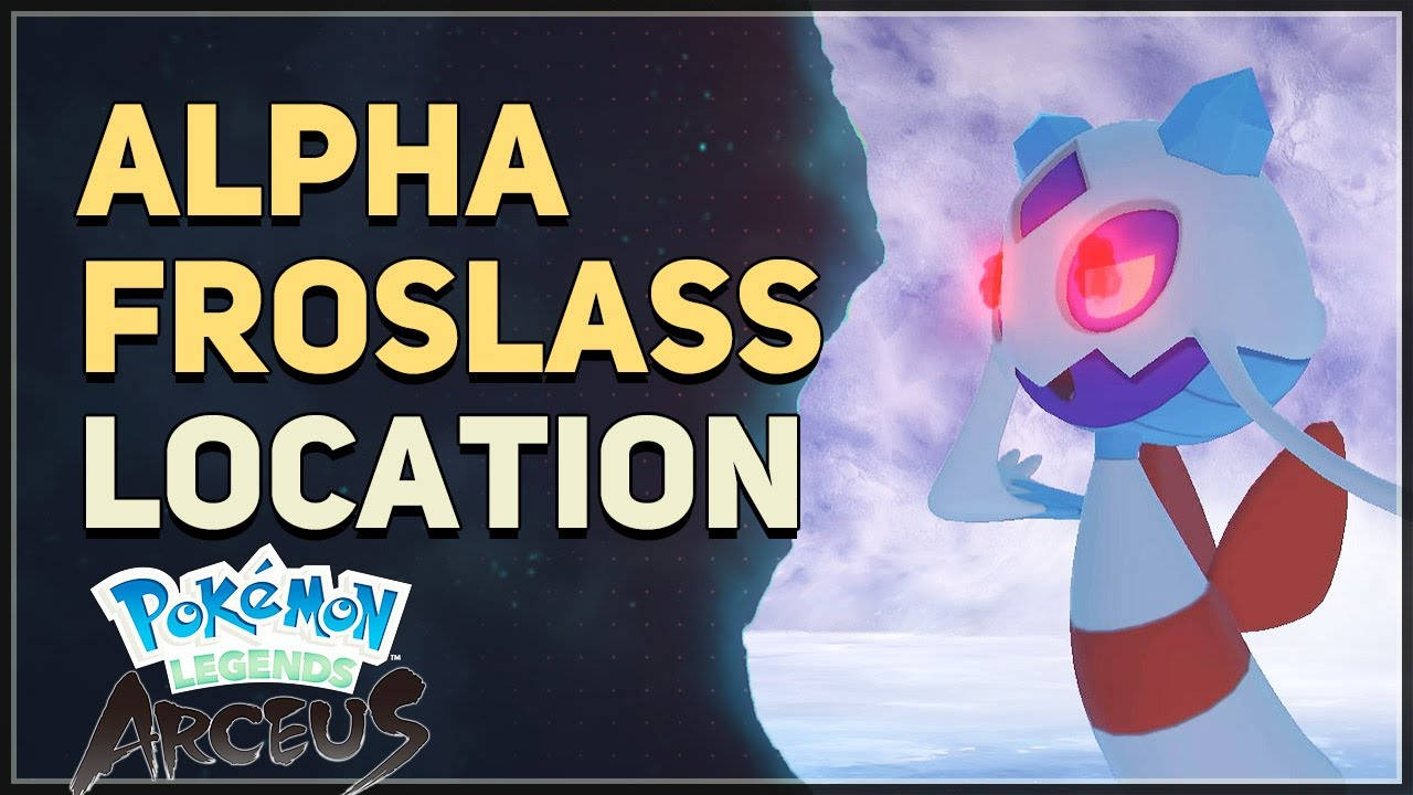 Alpha冰鬼斯地點 壁紙 — 來自《寶可夢傳說 阿爾宙斯》的Alpha 雪妖女站在雪地中，紅色的眼睛在黑暗的星空下閃閃發光。