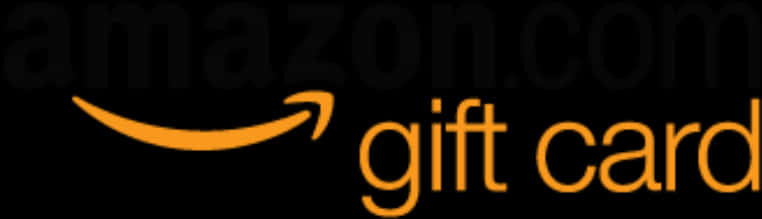 Amazon 禮品卡標誌 壁紙 — 黑色背景上帶有橙色箭頭和文字的Amazon禮品卡標誌。