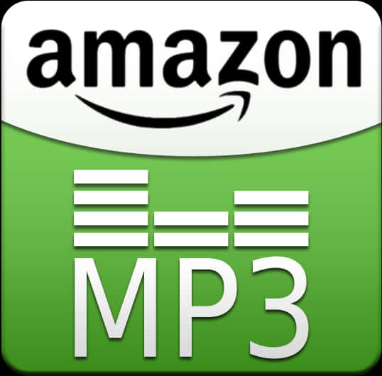 Amazon MP3 應用程式圖示 壁紙 — Amazon MP3 應用程式圖示，綠色背景，白色文字，顯示音樂均衡器條。