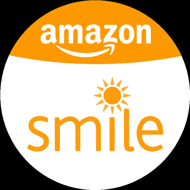 Amazon Smile 圓形標誌 壁紙 — 圓形Amazon Smile標誌，採用橙色和白色，包含smile字樣和太陽圖示。