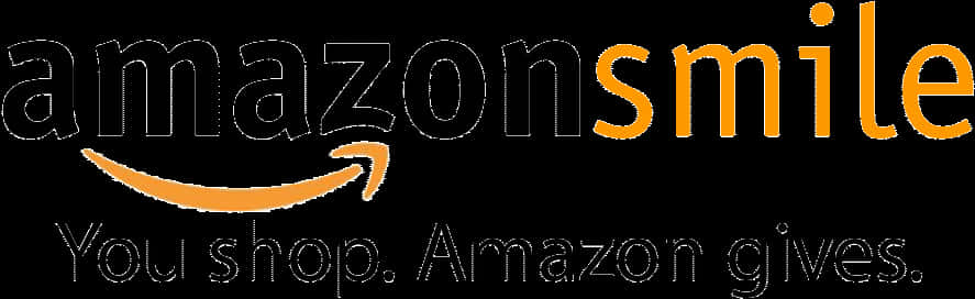 Amazon Smile Logo 壁紙 — 黑色背景上帶有橙色箭頭和標語的Amazon Smile標誌。