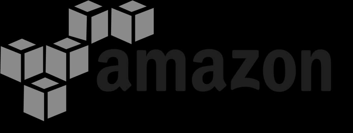 Amazon Web Services 標誌 壁紙 — Amazon 標誌，帶有灰色立方體圖標和黑色背景上的文字。
