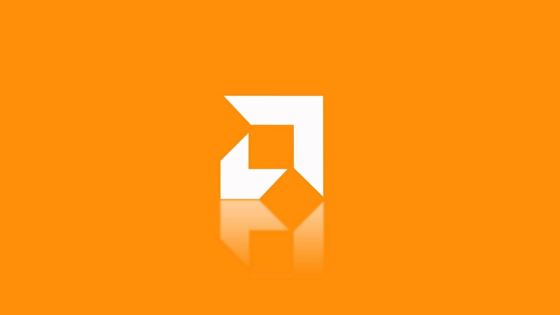 白色幾何標誌帶倒影在橙色背景上
