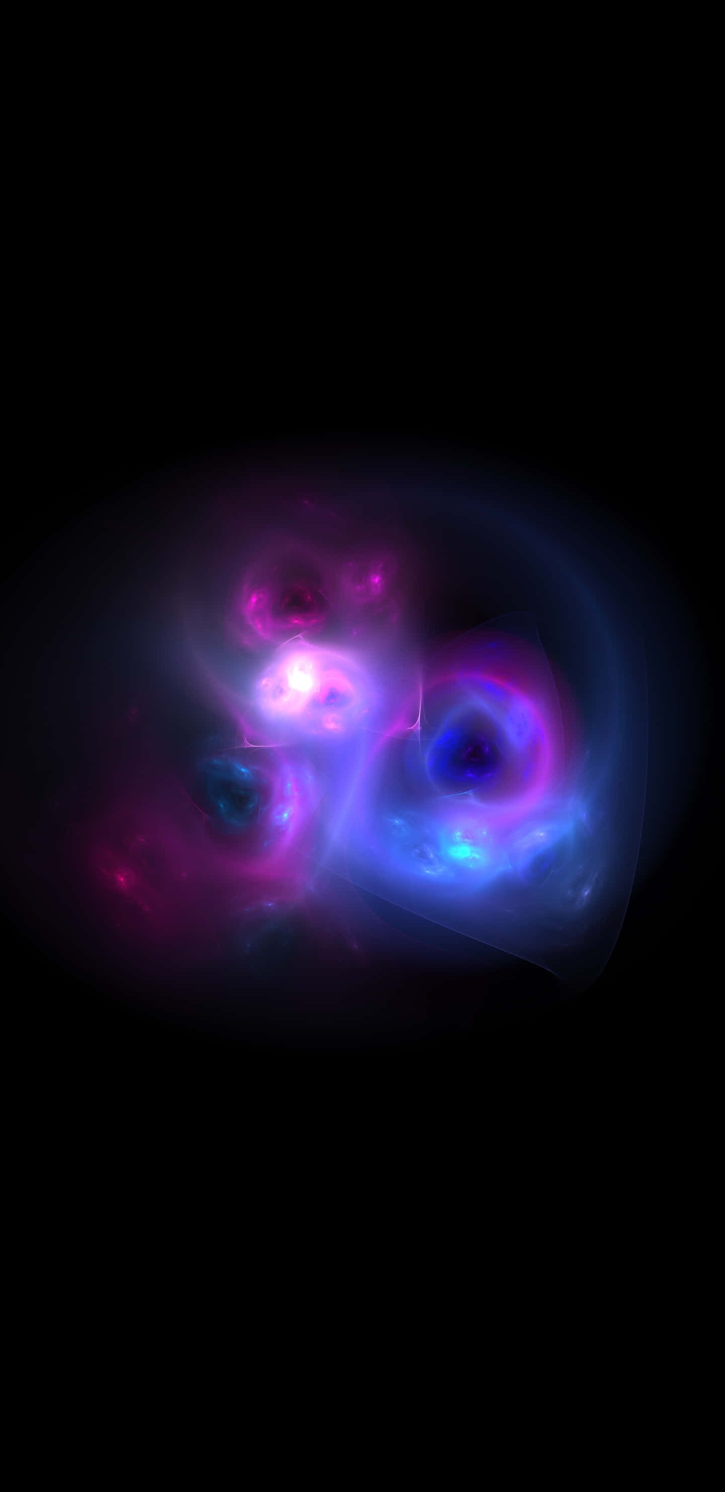 享受三星 AMOLED 顯示屏的明亮鮮豔色彩 壁紙 — 充滿活力的宇宙星雲，粉紅色、藍色和紫色的氣體在黑色虛空中旋轉發光。