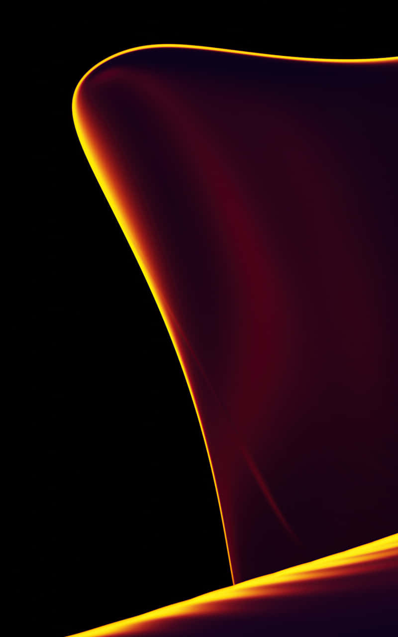 三星 AMOLED 屏幕呈現明亮絢麗色彩 壁紙 — 在黑色背景上，琥珀色與深紅色的發光抽象曲線，營造出時尚現代的審美。