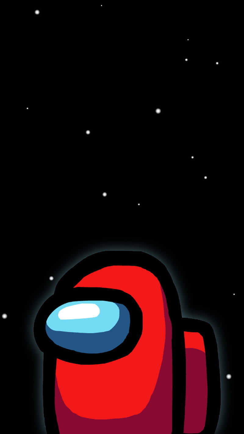 紅色太空人在太空中，帶有發光面罩，背景星光閃爍