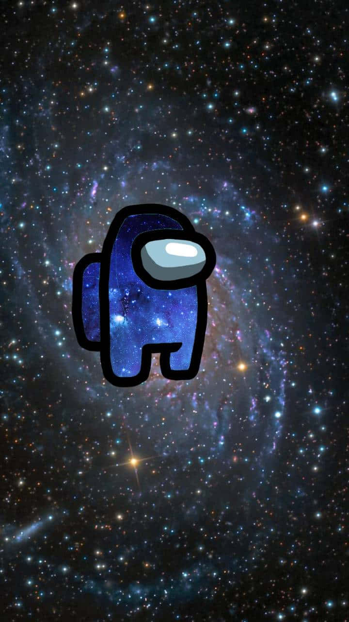 一個藍色卡通太空人漂浮在佈滿星星的星系中，伴隨著色彩繽紛的星雲。