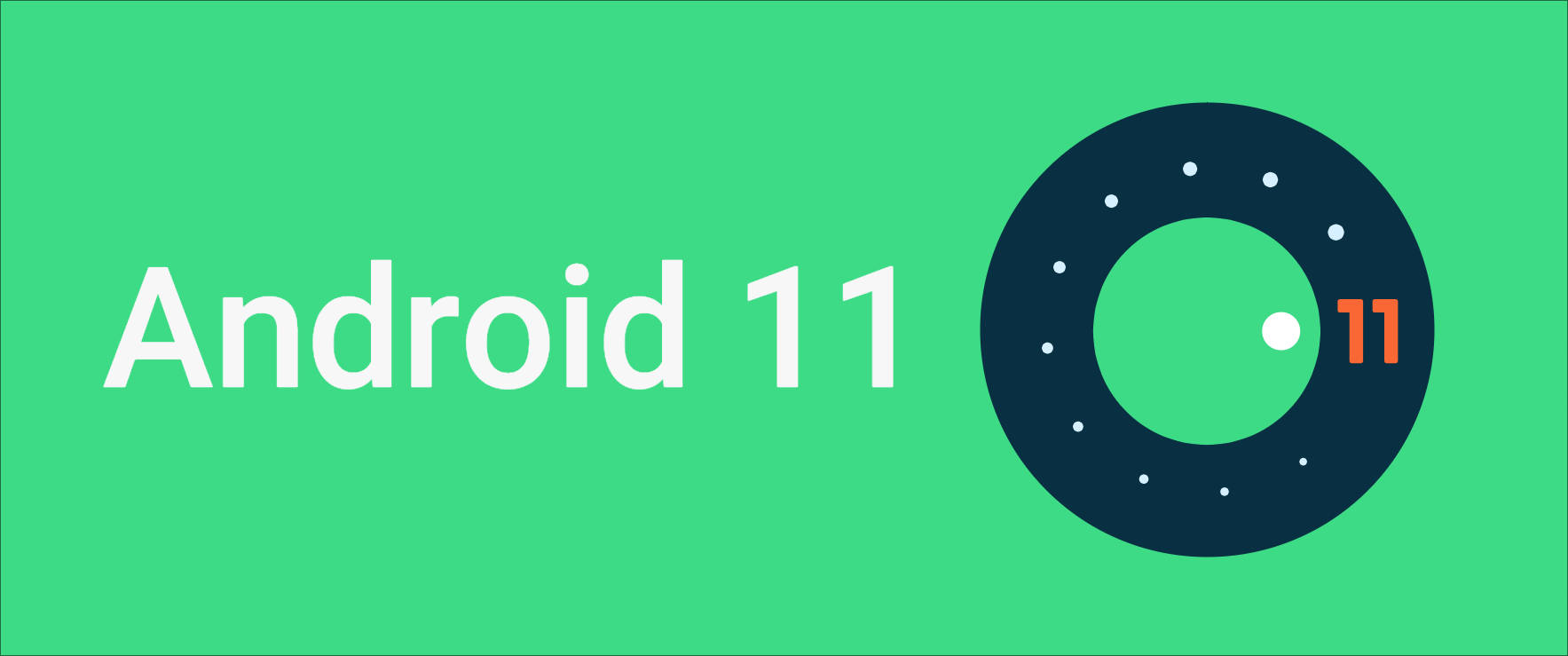 綠色背景上的 Android 11 操作系統標誌