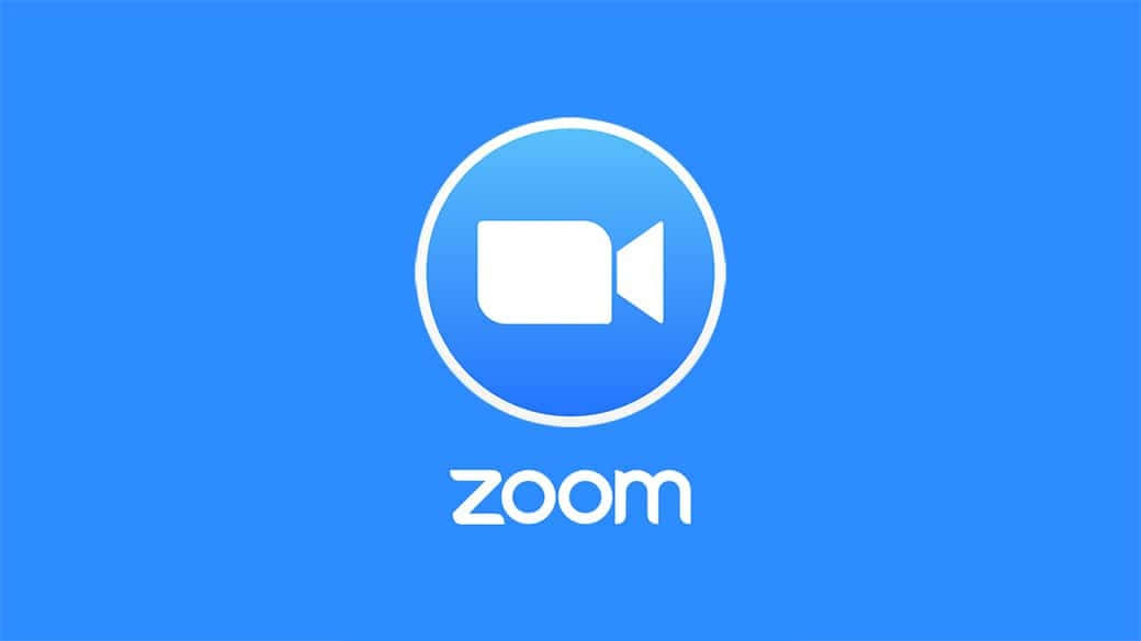 藍色背景上的Zoom視像會議標誌