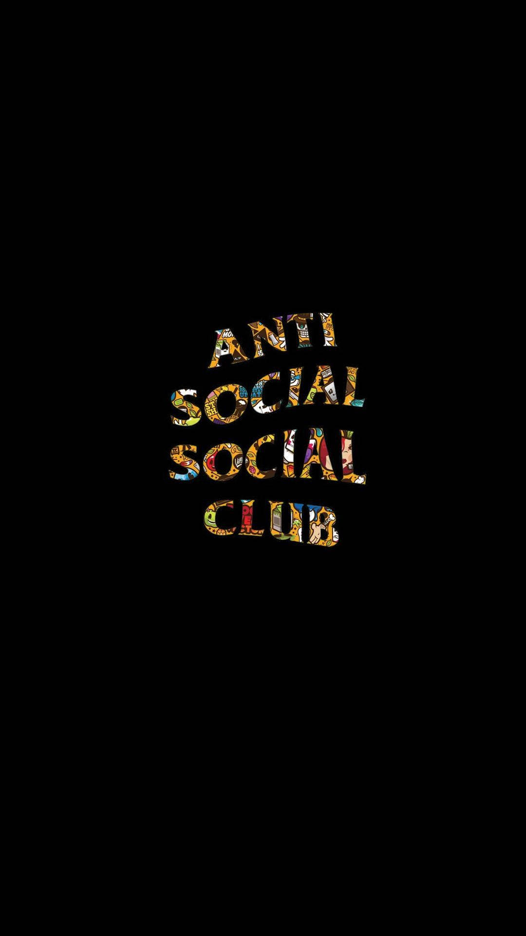 黑色背景上帶有馬賽克字母的 Anti Social Social Club 標誌