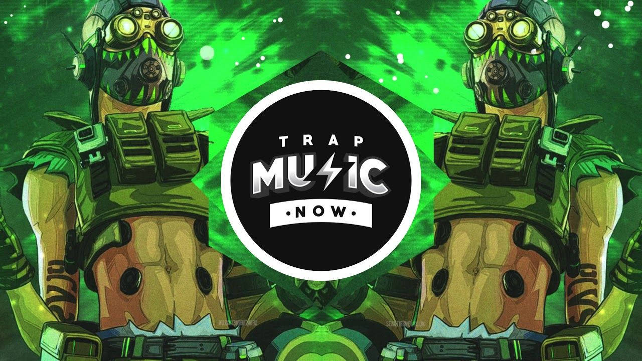 兩個戴著發光護目鏡的裝甲人物，在綠色宇宙背景前分立於 'Trap Music Now' 標誌兩側。
