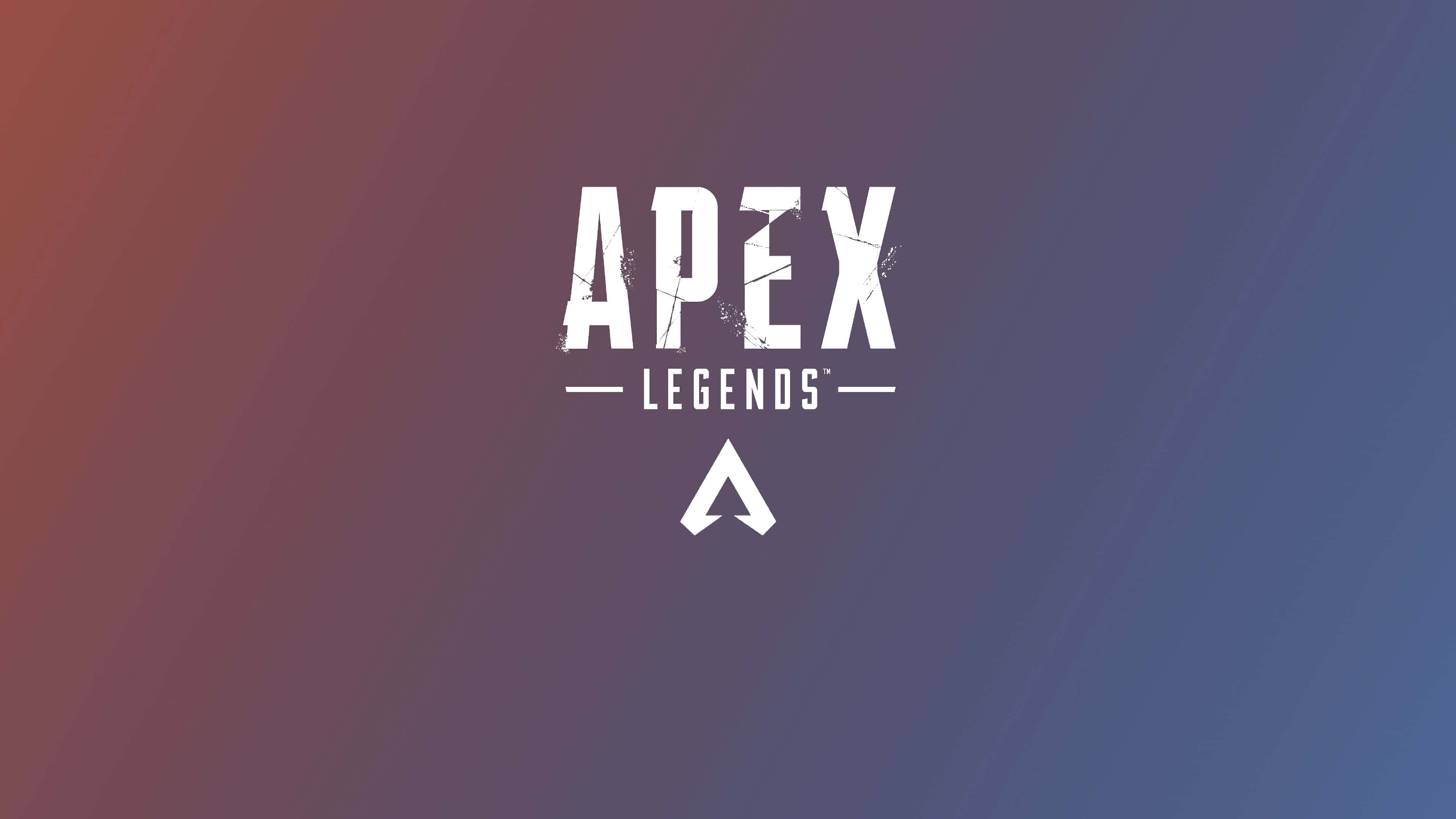 Apex 英雄 桌布 壁紙 — Apex Legends 標誌以粗體白色文字居中顯示在從紅色漸變到藍色的背景上。