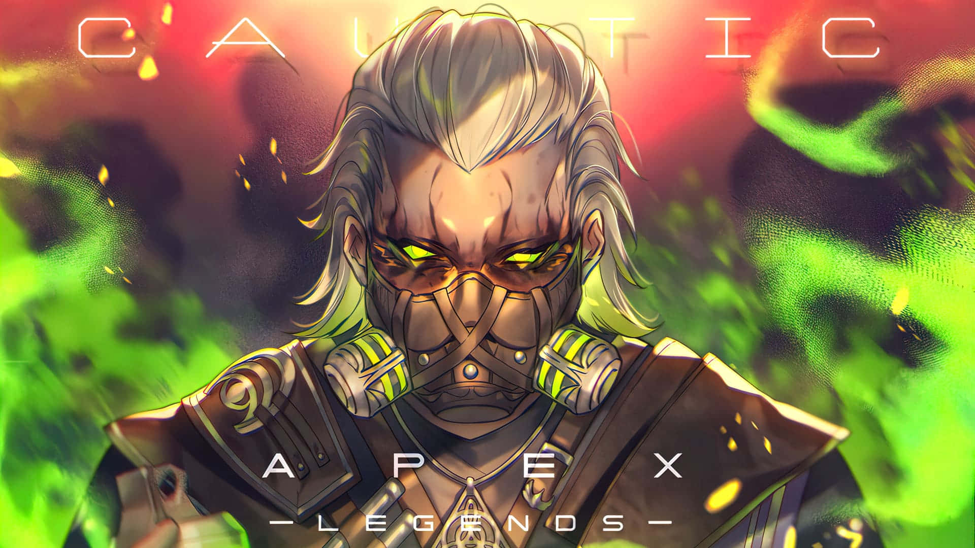 來自Apex Legends的蒙面動漫角色，眼睛發光。