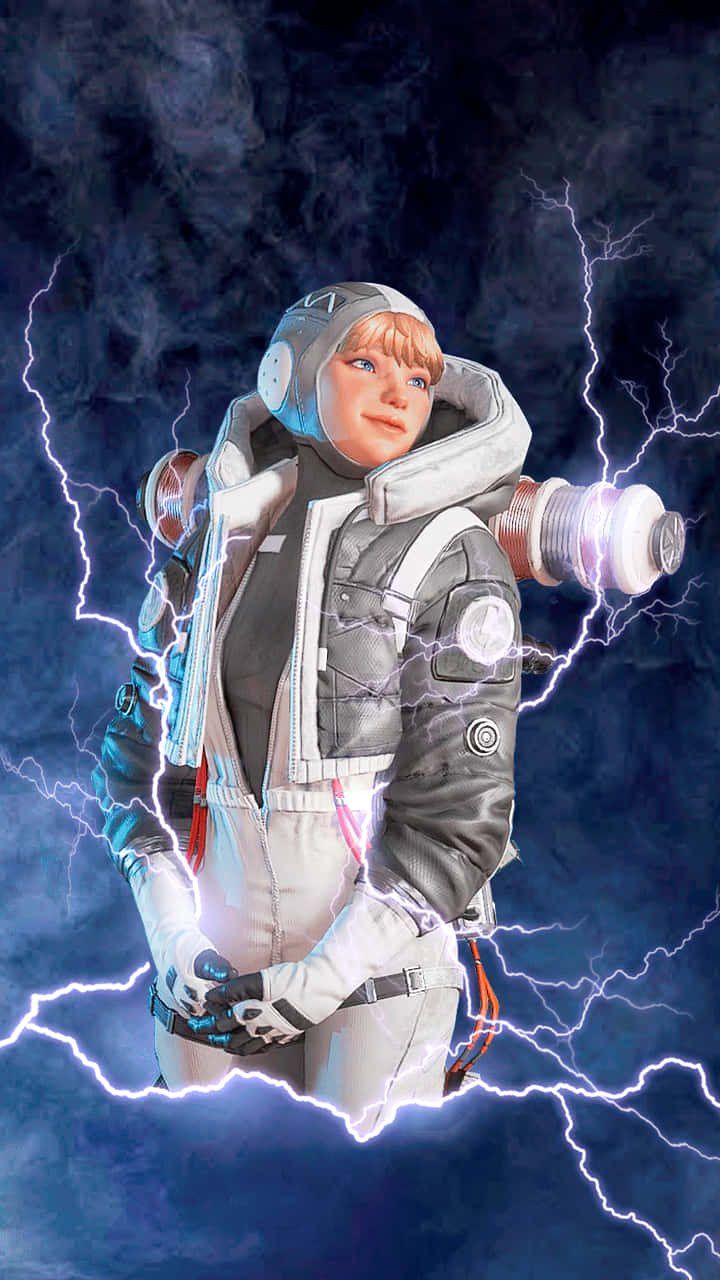 年輕太空人在暴風雨的天空中被電閃雷鳴包圍。