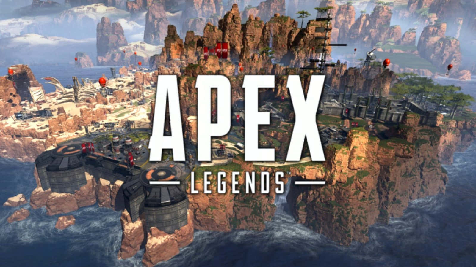 遊戲場景顯示 Apex Legends 中的岩石島嶼堡壘，背景為海洋和天空。