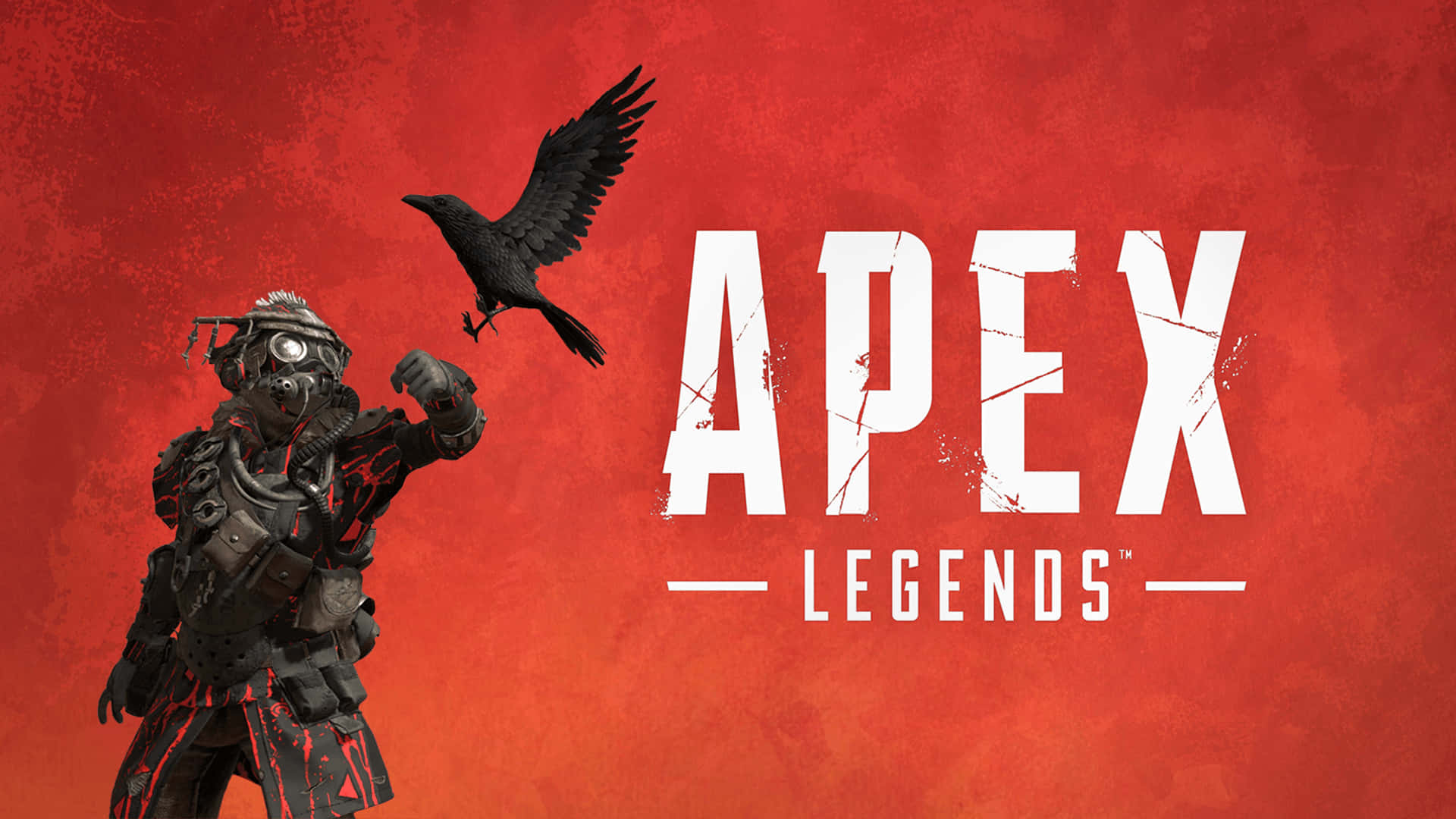 一名身穿深色盔甲的士兵在紅色背景上向一隻烏鴉伸出手，並帶有 Apex Legends 文字。