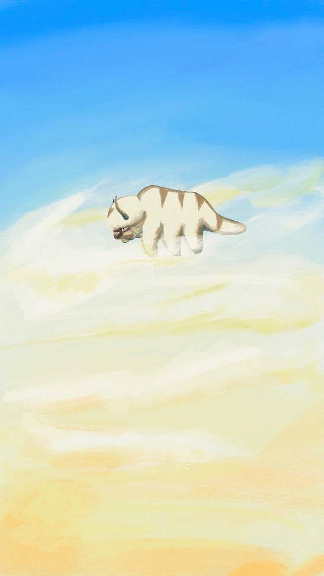 一隻條紋貓在粉彩天空的雲朵上行走。