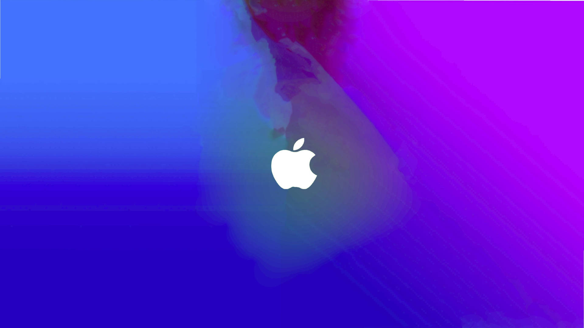 藍色和紫色漸變背景上的白色Apple標誌。