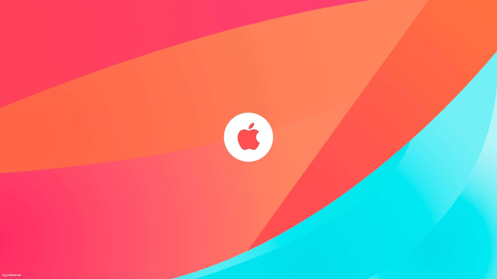 Apple標誌居中於色彩繽紛的抽象漸變背景上。