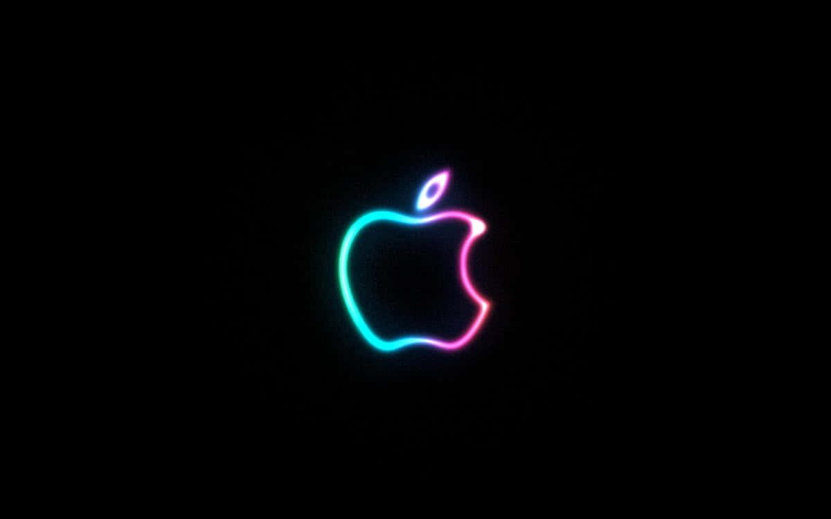 霓虹燈Apple標誌在黑色背景上發出藍色和粉紅色光芒
